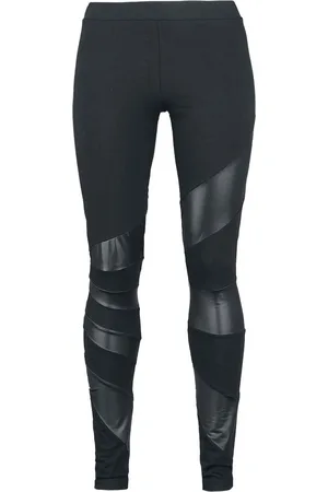 EMP Zwarte legging met leren inzet Vrouwen - 3XL