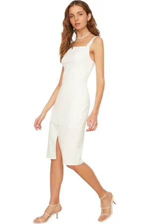 Trendyol Nauwsluitende Midi-Kokerrok Met Split En Riemvoering, Geweven Jurk Twoss19Bb0216