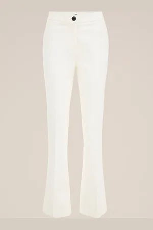 WE Fashion Dames Slim fit flared pantalon met stretch