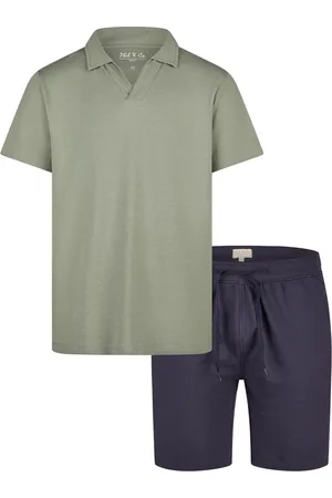 Phil & Co. Berlin Heren Korte Pyjama Set Shortama Badstof /Blauw