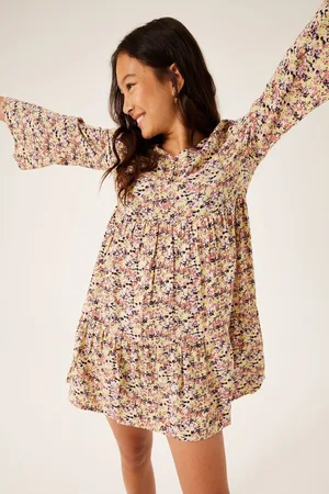 Garcia Meisjes All over print Jurk Geel Long mouw