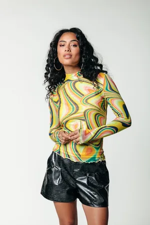 Colourful rebel Neyo Swirl Mesh Top - M