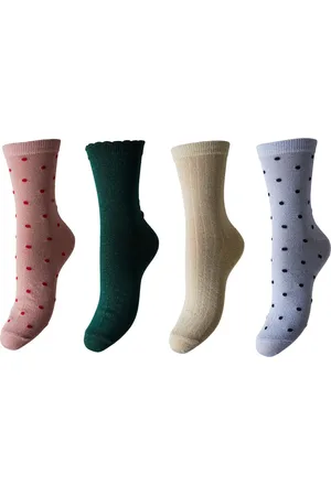 Pieces® 4-paar dames sokken - Dots - Botanical garden - Katoenen lurex sokken - 40