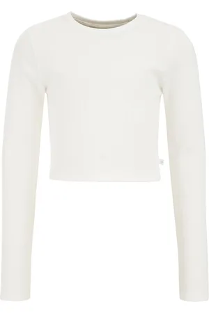 WE Fashion Meisjes cropped T-shirt van ribstof