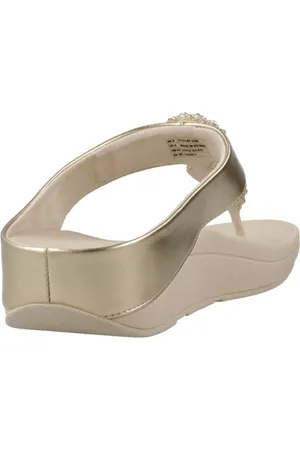 FitFlop Fino Beadie Metallic Sandalen Beige EU 37 Vrouw