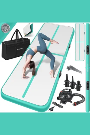 Merkloos Opblaasbare Fitnessmat voor Yoga en Turnen met Pomp en Draagtas - Multifunctionele Gymnastiekmat