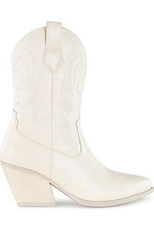 Posh By Poelman JUUL Dames Western Enkel Laarzen - Off White