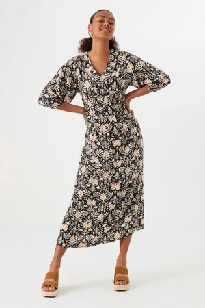 Garcia Dames All over print Jurk Zwart 3/4 sleeve