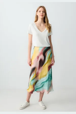 Jimmy Key Regular Fit Hoge Taille Geweven Veelkleurige Rok