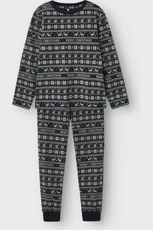 NAME IT Kinder pyjama - Kerstmis - Christmas - Grijze katoenen pyjama voor jongens en meisjes - 146