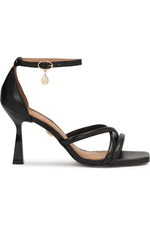 Kazar Black leather sandals with covered heels