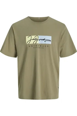 JACK & JONES JACK&JONES PLUS JORFREDERIKSBERG BOX SCRIPT TEE SS PLS Heren T-shirt - Silver Sage