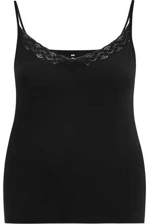 WE Fashion Dames singlet met kant - Curve