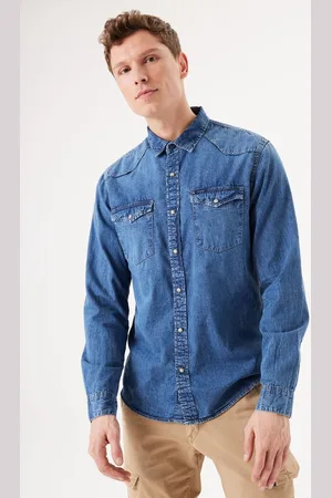 Garcia Heren Overhemd Blauw