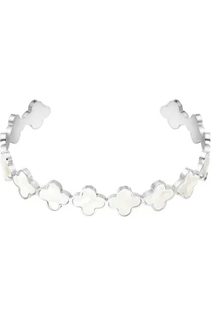 Yehwang Armband klavertjes - Goud kleur/ Stainless Steel - klavers - armband - RVS - stainless steel - roestvrij staal