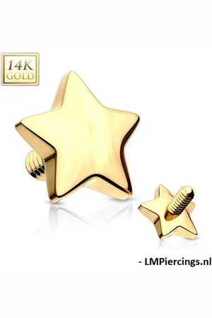 LMPiercings NL Dermal top ster 14kt goud 1.6mm