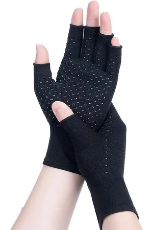 Merkloos Halve vinger compressiehandschoenen - 2 paar - Artritis handschoenen - Compressiehandschoenen - Biedt warmte en compressie om genezing te bevorderen - Vingerloos ontwerp - Verlicht pijn bij reumatoïde artritis en carpaal tunnelsyndroom - M