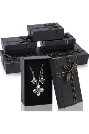 Merkloos 24 stuks Kraft sieradendoosjes met strik-knoop - rechthoekige sieraden display doos - ring cadeau doos voor kettingen en oorbellen - 8 cm x 5 cm x 28 cm - Karton .