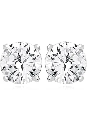 Zilver Ronde Oorbellen - en Oorstekers Ronde Zirkonia - Ronde Zirkonia Oorbellen - en Dames Oorstekers - Round Shape Zirconia Stud Earrings 7mm - Amona Jewelry