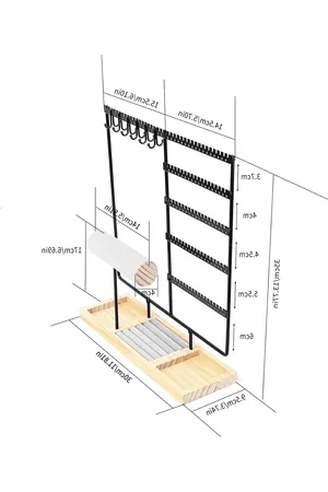 Merkloos Sieradenstandaard metaal en hout - Hangende sieradenorganizer 34 cm - Zwart