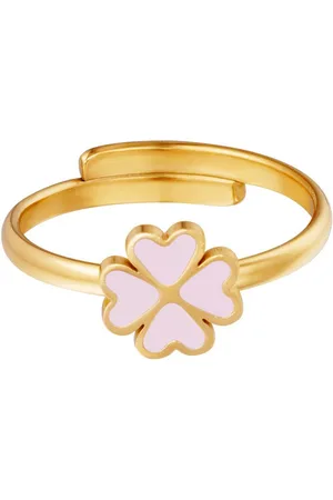 Yehwang Ring klaver - Stainless steel ring - Sieraden - Goudkleurig - Paars - One size ring - Dames ring - Ringen - Dames ringen - Ring