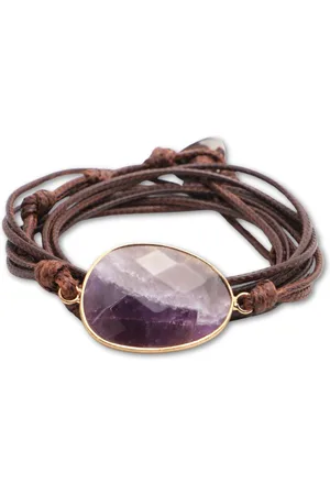 Marama Wikkelarmband - damesarmband - edelsteen - cadeau dames - one size fits all - paars - bruin