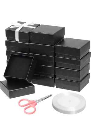 Merkloos 17 stuks 75 x 75 cm zwarte waaiervormige sieraden geschenkdozen kit voor ringen, oorbellen - perfect voor Kerstmis, verjaardagen, jubilea, Valentijnsdag, Moederdag en meer