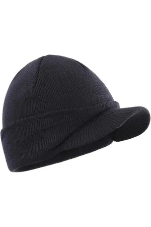 Merkloos Unisex Heren Warme Visor Beanie Outdoor Dubbel Gebreide Winter Hoed - Peak toegevoegd.