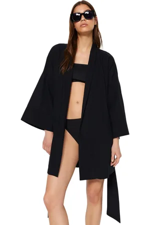 Trendyol Rode Riem Mini Geweven 100% Katoen Strand Kimono&Kaftan Tbess23Km00080