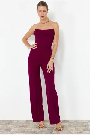Trendyol Zwart Korset Gedetailleerd Geweven Jumpsuit Tprss24Tu00002