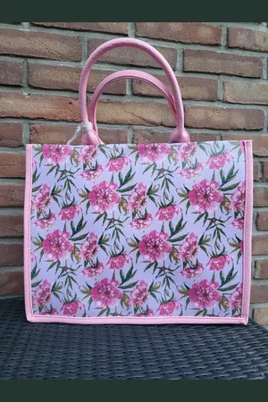 Merkloos PU Leren Schoudertas – Elegante Handtas – Bloemenprint & Pailletten – – Voor Dames