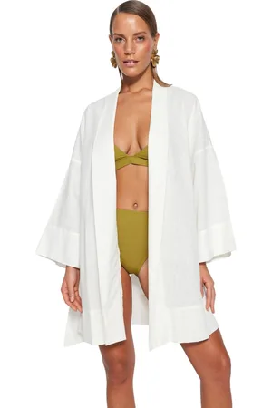Trendyol Rode Riem Mini Geweven 100% Katoen Strand Kimono&Kaftan Tbess23Km00080