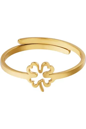 Yehwang Ring open klaver - Stainless steel ring - Sieraden - Ringen - One size ring - Goudkleurig - Klaver ring - Dames ring - Dames ringen
