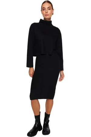 Trendyol Beige Normale Taille Thessaloniki/Gebreide Look Midi Kokergebreide Rok Twoaw24Et00030