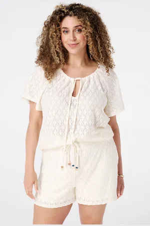 MS Mode Top Broderie top met koordjes
