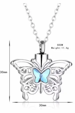 Zoëies As ketting blauwe vlinder - ashanger - as hanger - urn ketting - as voor urn sieraad - sieraad as