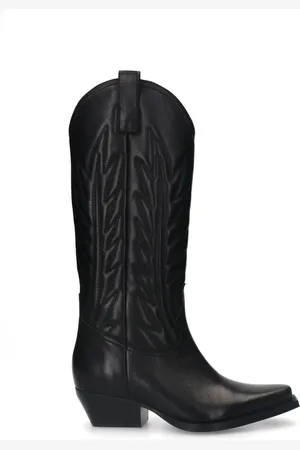 Sacha Dames - Zwarte leren cowboylaarzen
