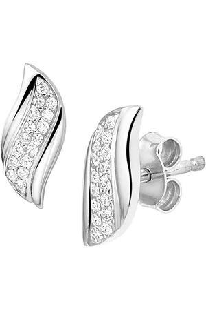 The Jewelry Collection Oorknoppen Zirkonia - Zilver Gerhodineerd
