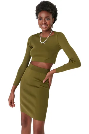 Trendyol Zwarte Supercroprok, Tweedelige Set Van Gebreide Kleding Twoaw23Au0009