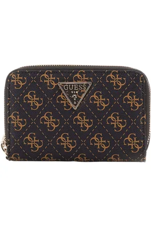 Guess Portemonnee Laurel SLG Medium Double Zip Wallet Donkerbruin