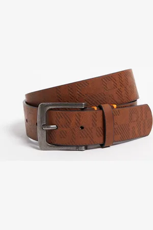 WE Fashion Jongens riem met dessin - Donkerbruin - 55 cm