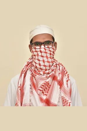 Merkloos Kufiya/Keffiyeh Sjaal -Wit - 100% Katoen - Palestijnse Sjaal - Palestina Sjaal - Shemagh - Arafat Sjaal - Arabische Sjaal - 122x122 cm