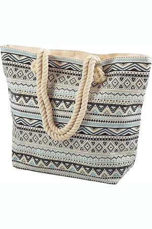 Merkloos Grote Strandtas Voor Vrouwen - Zomer Canvas Tas - Aztec Patroon - 1 stuk