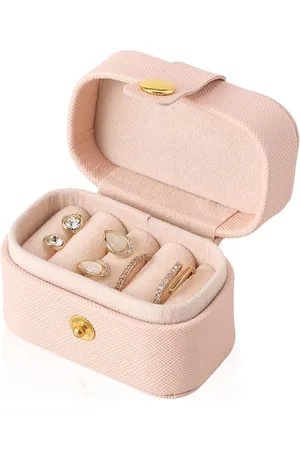 Merkloos 1PK PU Lederen Ring Box Oorstekers Dozen Blauwe Capsule Vorm Ring Case Mini Sieraden Organisator Sieraden Display Geschenkdoos voor Bruiloft Voorstel Engagement Verjaardag (Roze)
