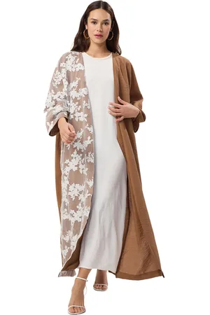 Trendyol Stenen Organza Gedetailleerde Bloemen Geweven Cape & Abaya & Kimono Tctss25Kf00001