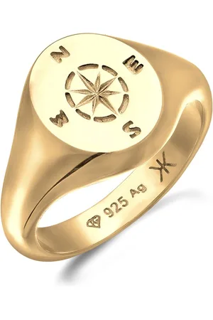Kuzzoi Heren Ring Heren Zegel kompas in 925 sterling zilver
