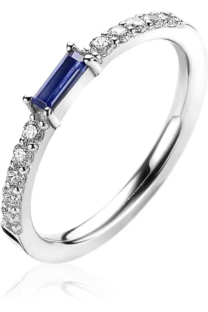 ZinZi Zilveren luxe aanschuifring baguette geslepen donkerblauwe zirconia ZIR2133B