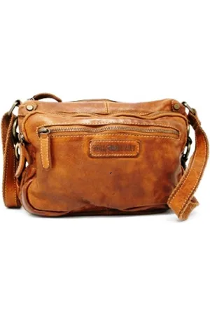 Hillburry Leren Schoudertas Gewassen Leer Cognac 28cm x21cm - 6236