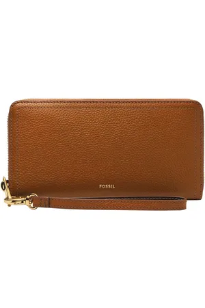 Fossil Portemonnee Logan RFID Zip Around Clutch Lichtbruin