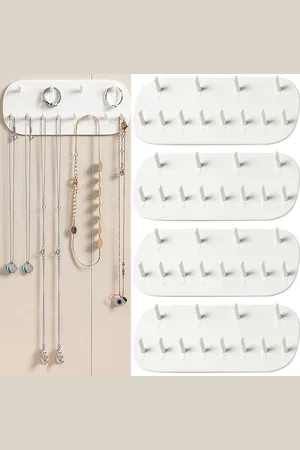 Merkloos Ketting Hanger 4-stuks Sieraden Stand Oorbel Houder met 48 Gaten Herbruikbare Muur Mount Sieraden Opslag Haken voor Ringen Armbanden Oorbellen Opslag (Wit)